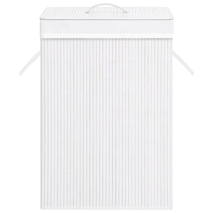 vidaXL Bamboo Laundry Basket with 1 Compartment White