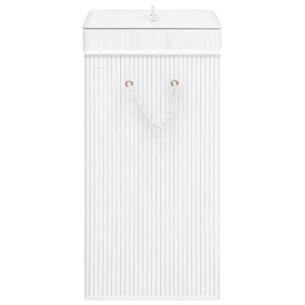 vidaXL Bamboo Laundry Basket with 1 Compartment White