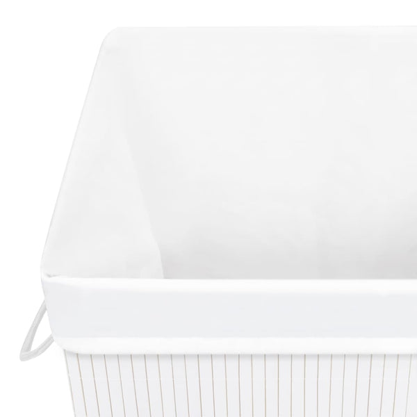 vidaXL Bamboo Laundry Basket with 1 Compartment White