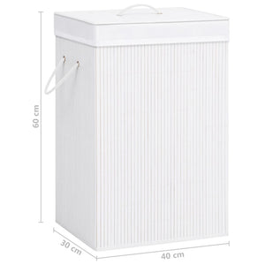 vidaXL Bamboo Laundry Basket with 1 Compartment White