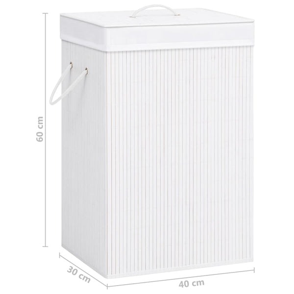 vidaXL Bamboo Laundry Basket with 1 Compartment White