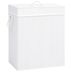 vidaXL Bamboo Laundry Basket with 1 Compartment White 83 L