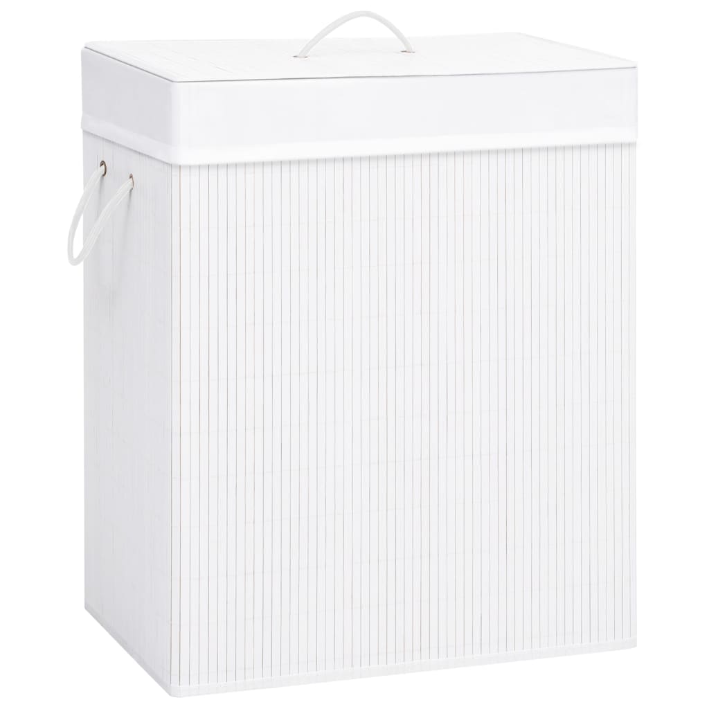 vidaXL Bamboo Laundry Basket with 1 Compartment White 83 L