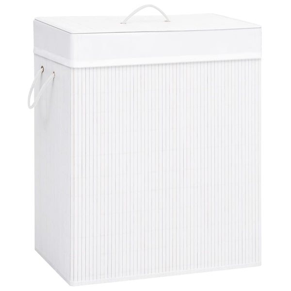 vidaXL Bamboo Laundry Basket with 1 Compartment White 83 L