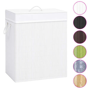 vidaXL Bamboo Laundry Basket with 1 Compartment White 83 L