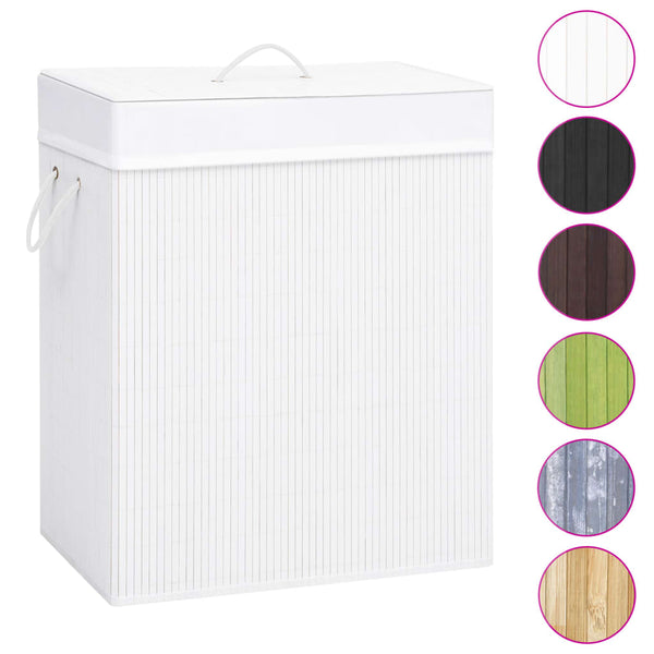 vidaXL Bamboo Laundry Basket with 1 Compartment White 83 L
