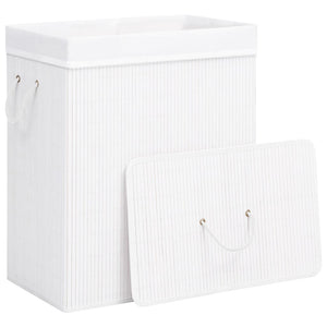 vidaXL Bamboo Laundry Basket with 1 Compartment White 83 L