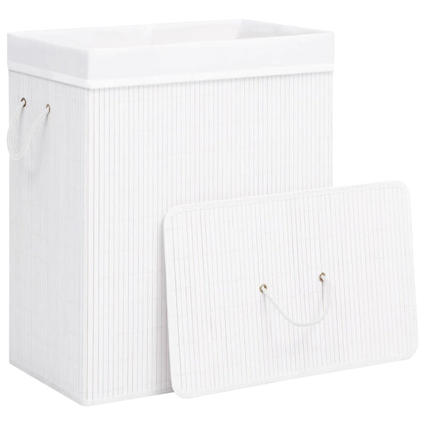 vidaXL Bamboo Laundry Basket with 1 Compartment White 83 L