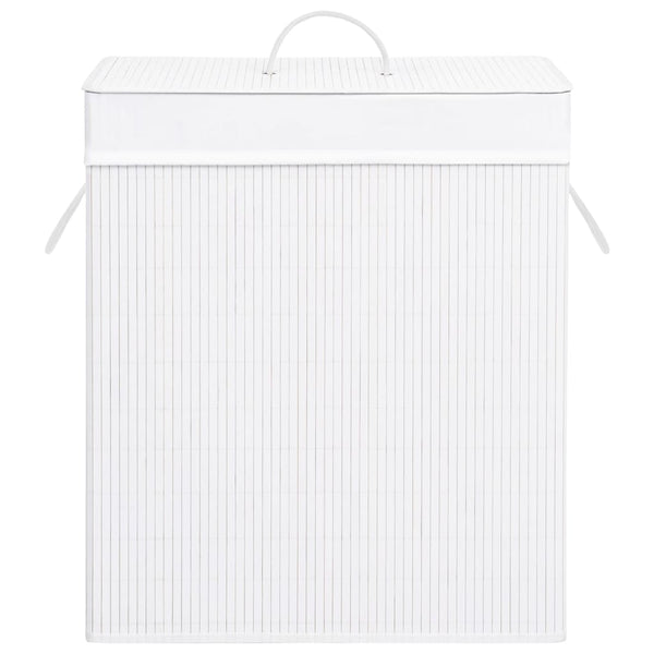 vidaXL Bamboo Laundry Basket with 1 Compartment White 83 L
