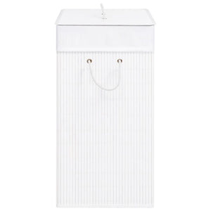 vidaXL Bamboo Laundry Basket with 1 Compartment White 83 L