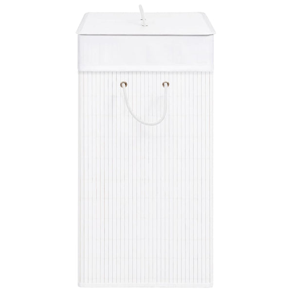 vidaXL Bamboo Laundry Basket with 1 Compartment White 83 L