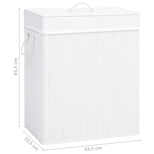 vidaXL Bamboo Laundry Basket with 1 Compartment White 83 L