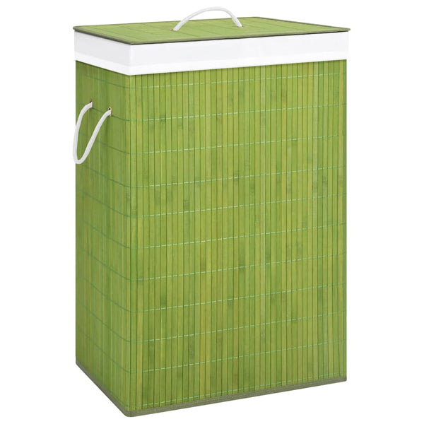 vidaXL Bamboo Laundry Basket with 1 Compartment Green