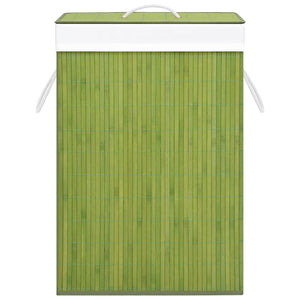 vidaXL Bamboo Laundry Basket with 1 Compartment Green