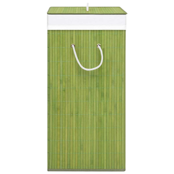 vidaXL Bamboo Laundry Basket with 1 Compartment Green