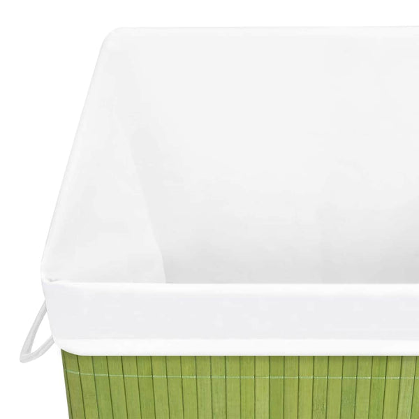 vidaXL Bamboo Laundry Basket with 1 Compartment Green