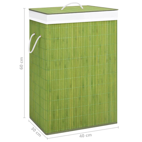 vidaXL Bamboo Laundry Basket with 1 Compartment Green