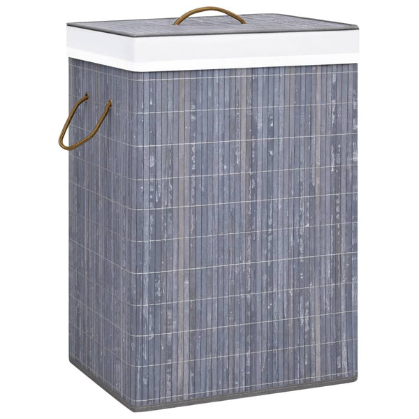 vidaXL Bamboo Laundry Basket with 1 Compartment Grey