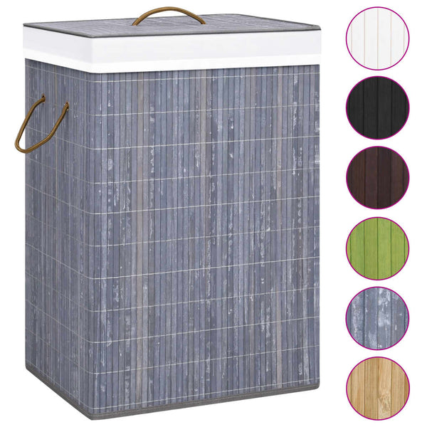 vidaXL Bamboo Laundry Basket with 1 Compartment Grey