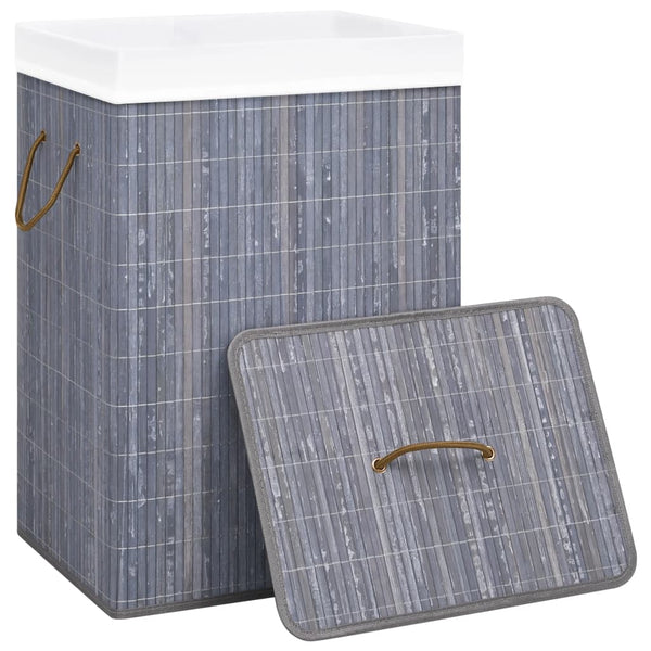 vidaXL Bamboo Laundry Basket with 1 Compartment Grey