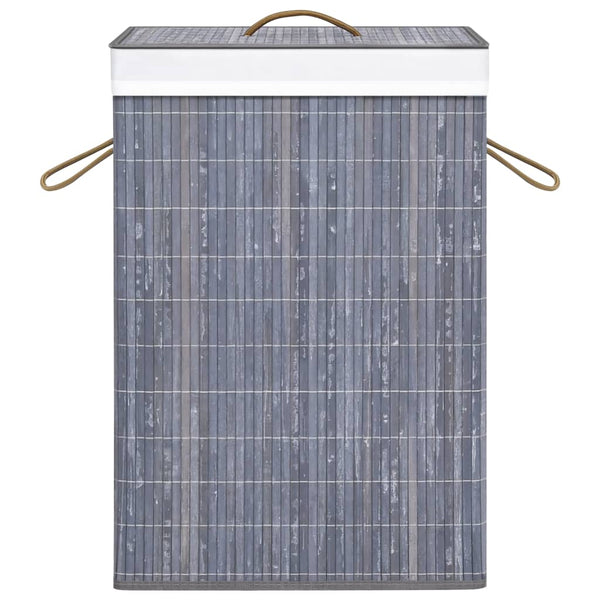 vidaXL Bamboo Laundry Basket with 1 Compartment Grey
