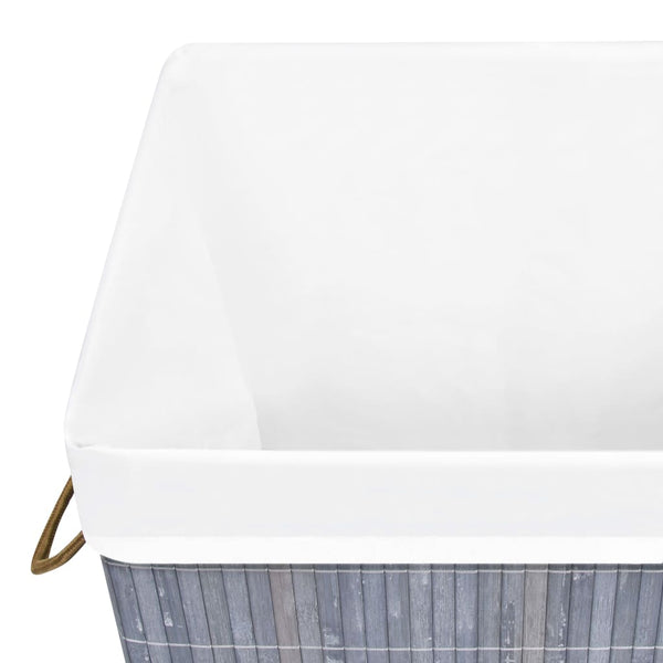 vidaXL Bamboo Laundry Basket with 1 Compartment Grey