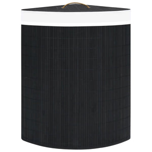 Eck-Wäschekorb Bambus Schwarz 60L