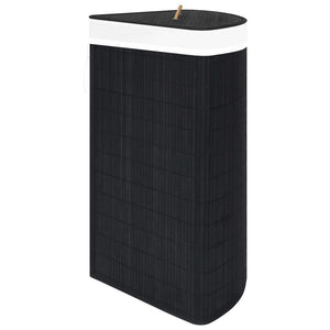 Eck-Wäschekorb Bambus Schwarz 60L