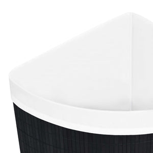 Eck-Wäschekorb Bambus Schwarz 60L