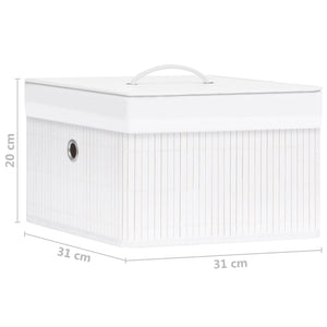Bambus Aufbewahrungsboxen, 4er Set, Weiß