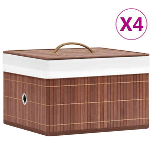 Bambus Aufbewahrungsboxen 4er-Set Braun