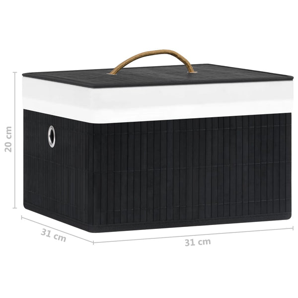 Bambus Aufbewahrungsboxen Schwarz, 4er-Set
