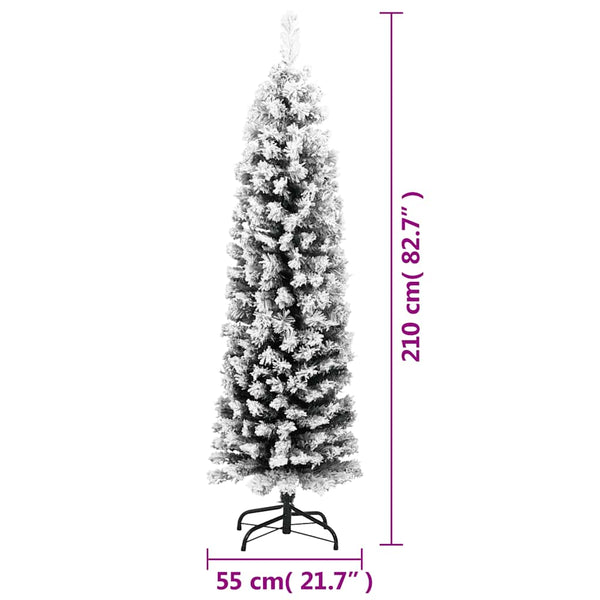 Schlanker, beschneiter Weihnachtsbaum, 210 cm