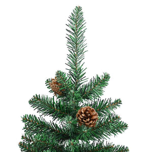 Schlanker Weihnachtsbaum mit Echtholz & Zapfen 180cm