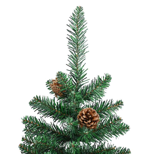 Schlanker Weihnachtsbaum mit Echtholz & Zapfen 180cm