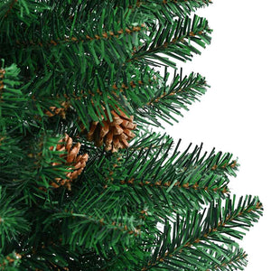 Schlanker Weihnachtsbaum mit Echtholz & Zapfen 180cm