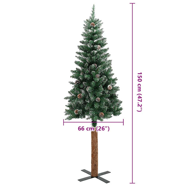 Schlanker Weihnachtsbaum mit Schnee 150cm