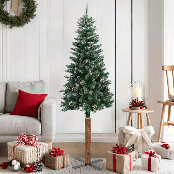Schlanker Weihnachtsbaum mit Schnee 150cm