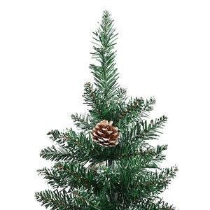 vidaXL Slim Christmas Tree with Real Wood and Snow Green 210 cm
