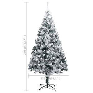vidaXL Artificial Christmas Tree with Snow Green 210 cm PVC