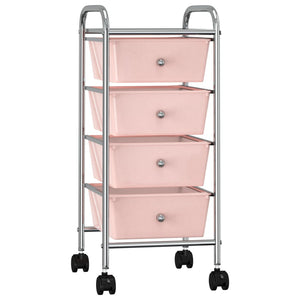 Rosa Schubladenwagen mit 4 Schubladen