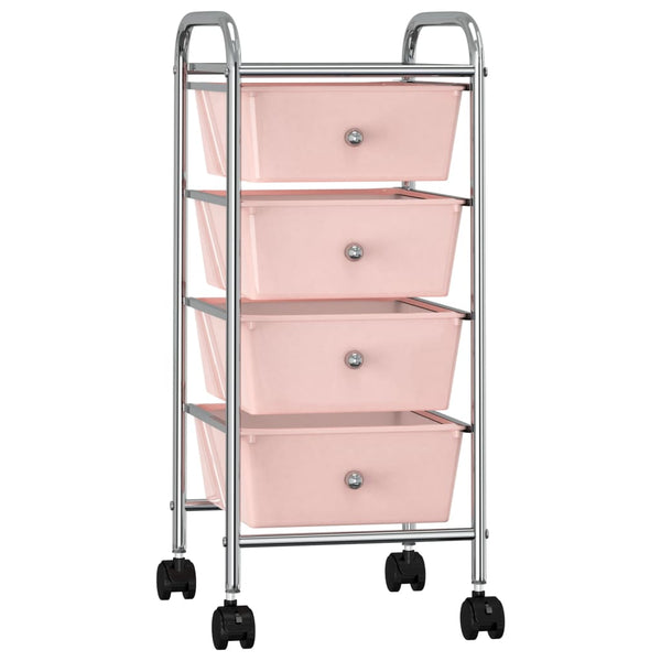 Rosa Schubladenwagen mit 4 Schubladen