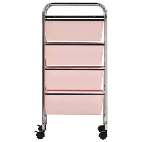 Rosa Schubladenwagen mit 4 Schubladen