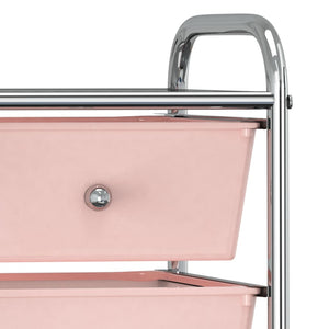 Rosa Schubladenwagen mit 4 Schubladen