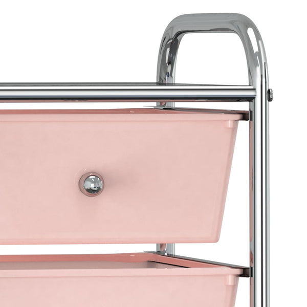 Rosa Schubladenwagen mit 4 Schubladen
