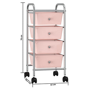 Rosa Schubladenwagen mit 4 Schubladen