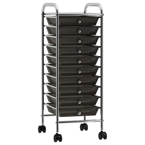 Schwarzer Schubladenwagen mit 10 Schubladen