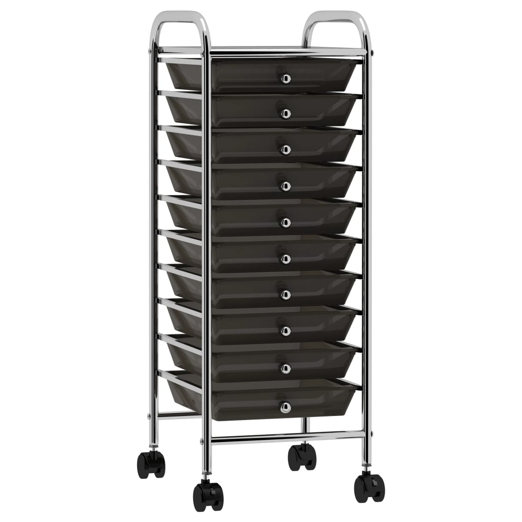 Schwarzer Schubladenwagen mit 10 Schubladen