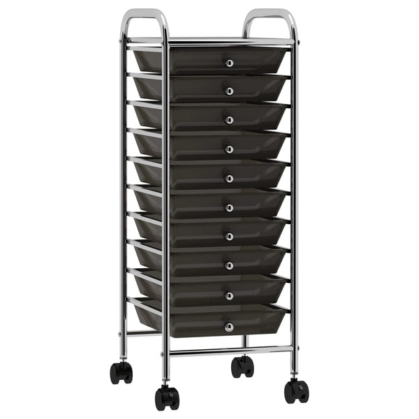 Schwarzer Schubladenwagen mit 10 Schubladen