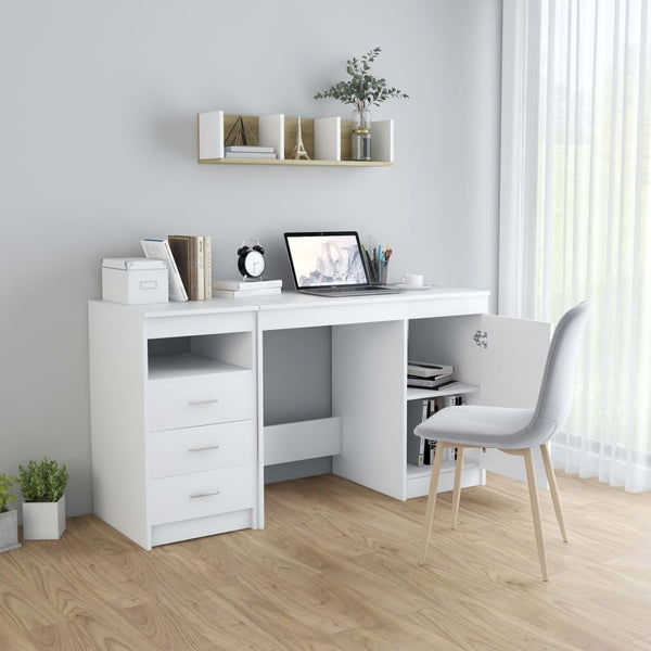 vidaXL Desk White 140x50x76 cm Engineered Wood